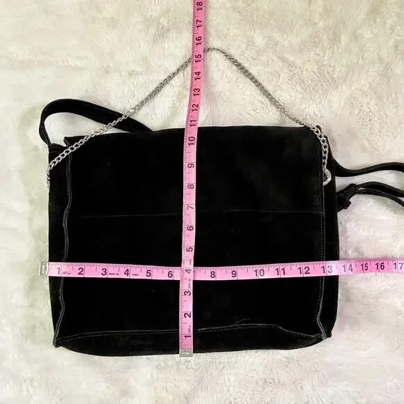 Zara Black Suede Leather Bucket Bag With Chain - Picture 3 of 6